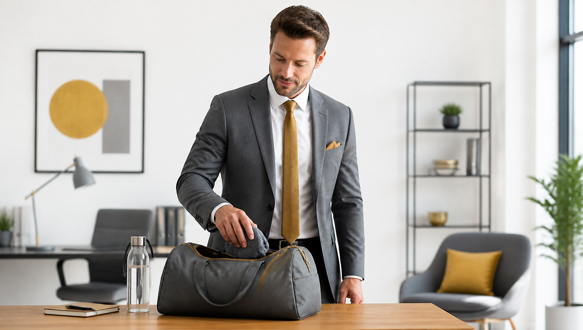 Berufstätiger integriert Training in Alltag Lebensstil-Integration Fitness